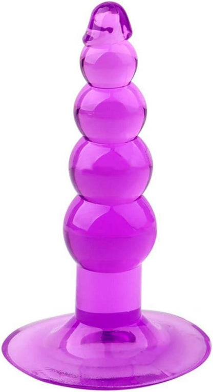 Silikon Analperlen Set mit Buttplug und Kette 5 Kugeln - Lila