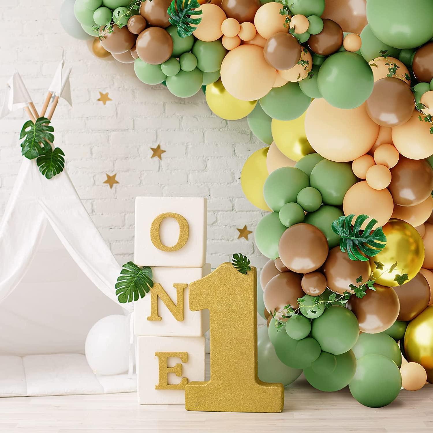 Luftballon Girlande DIY Set 148 Stk. Grün Braun Safari Baby Shower Hochzeit Party