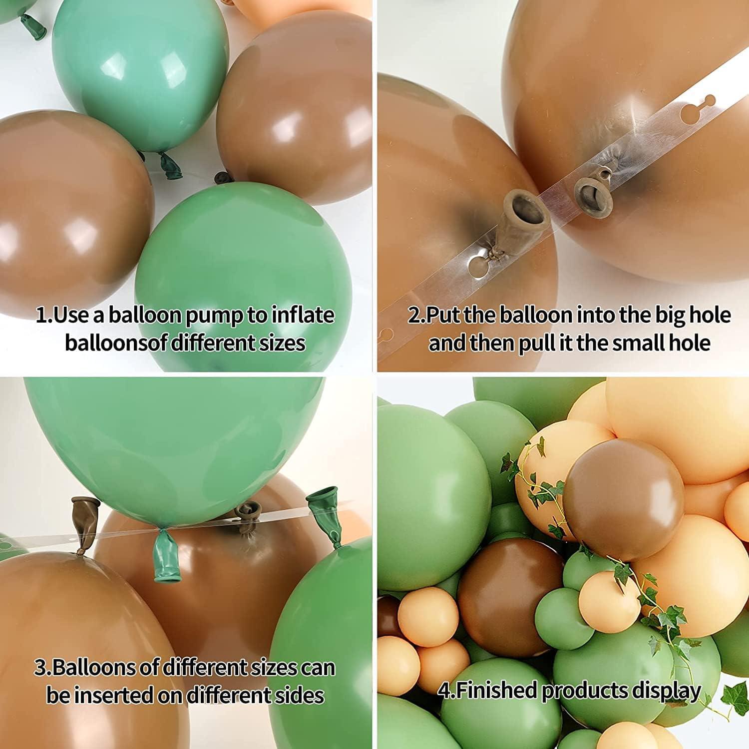 Ballonbogen Girlande Grün Braun Dschungel Safari Woodland Beige Gold 148Stk