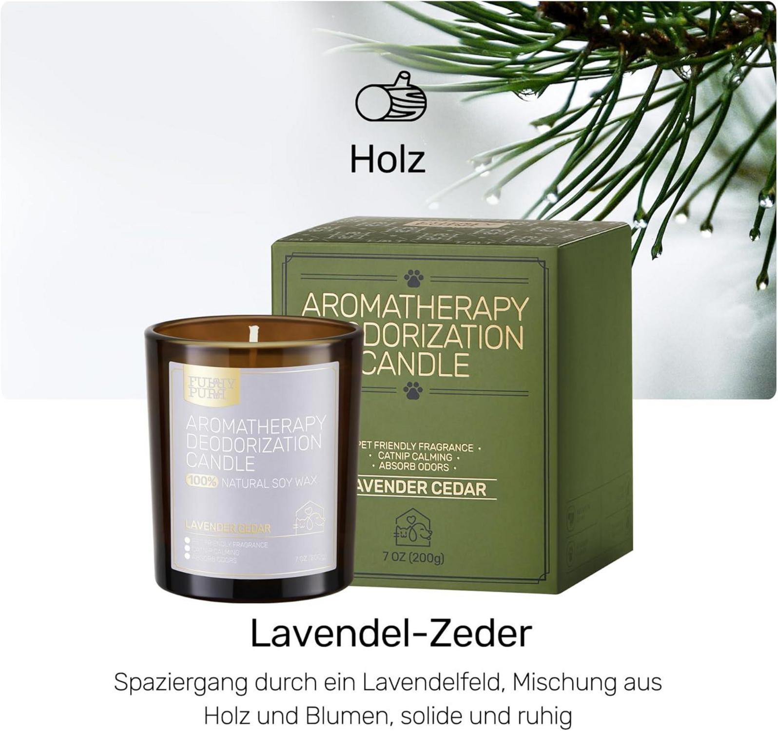 Handgemachte Furry Purr Duftkerze für Hunde Katze, Lavendel