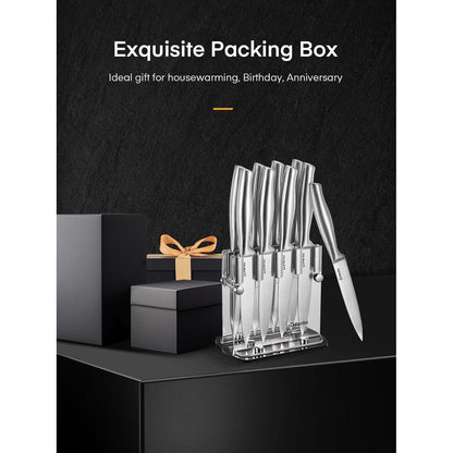 Premium Messerblock mit Messer Steakmesser Set 9-teiliges