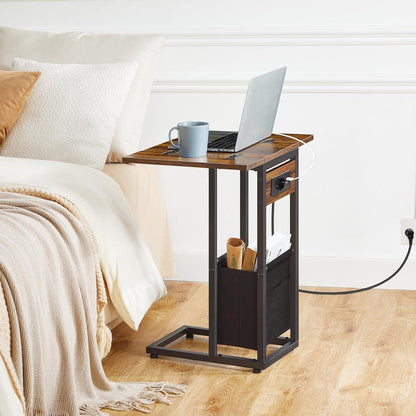 Beistelltisch Ladestation C-Form Klappbar Stofftasche USB-Anschlüsse