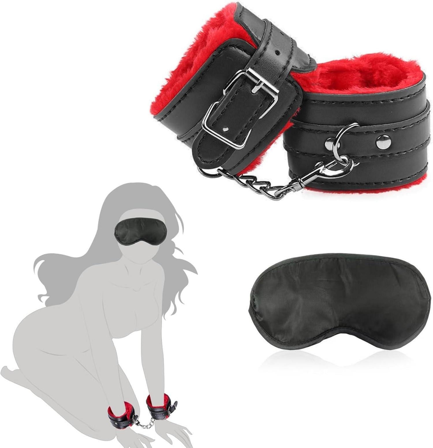 Handschellen Sex Bett Augenmaske Bondageset Fesseln Set Augenbinde