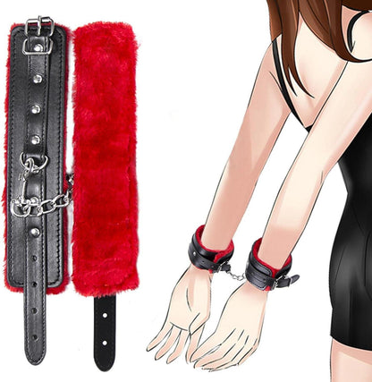 Handschellen Sex Set mit Augenbinde - BDSM Fessel Bett