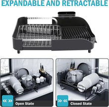 Erweiterbares Geschirrabtropfgestell mit Besteckhalter