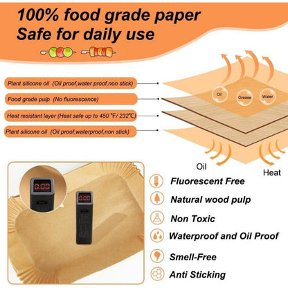 Backpapier für Heißluftfritteuse – 200 Stück, passend Dual Zone