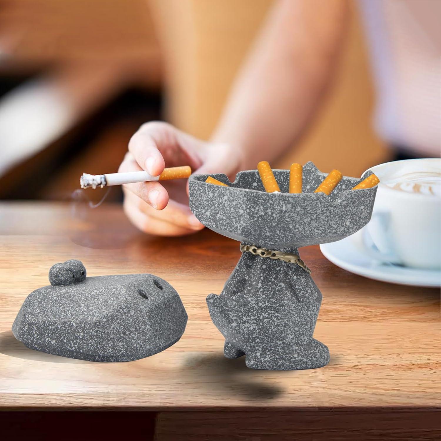 Aschenbecher für Draussen Grau Krokodil Dekoration 14cm - 1 Stk