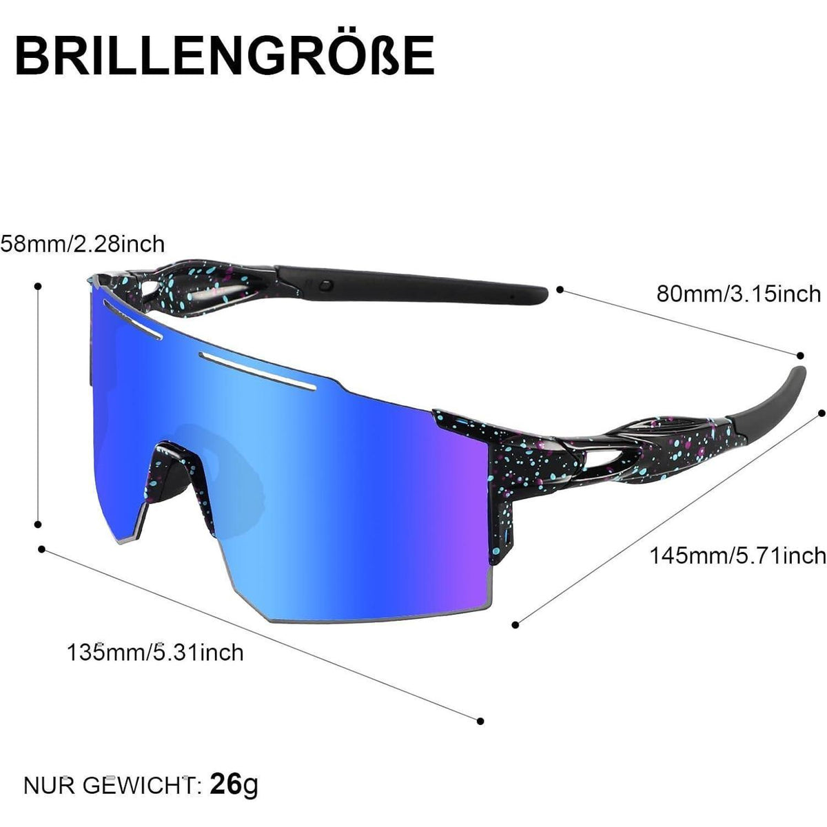 Sportbrille mit UV400 Schutz und Wechselgläsern