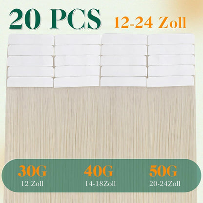Echthaar Tape Extensions Blond 45cm - Natürliche Verlängerung