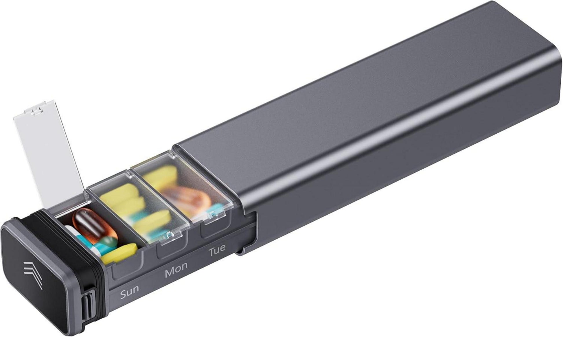 Tablettenbox 7 Tage Aluminium Pillenbox Vitamine Medikamente Grau