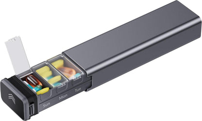 Tablettenbox 7 Tage Aluminium Pillenbox Vitamine Medikamente Grau