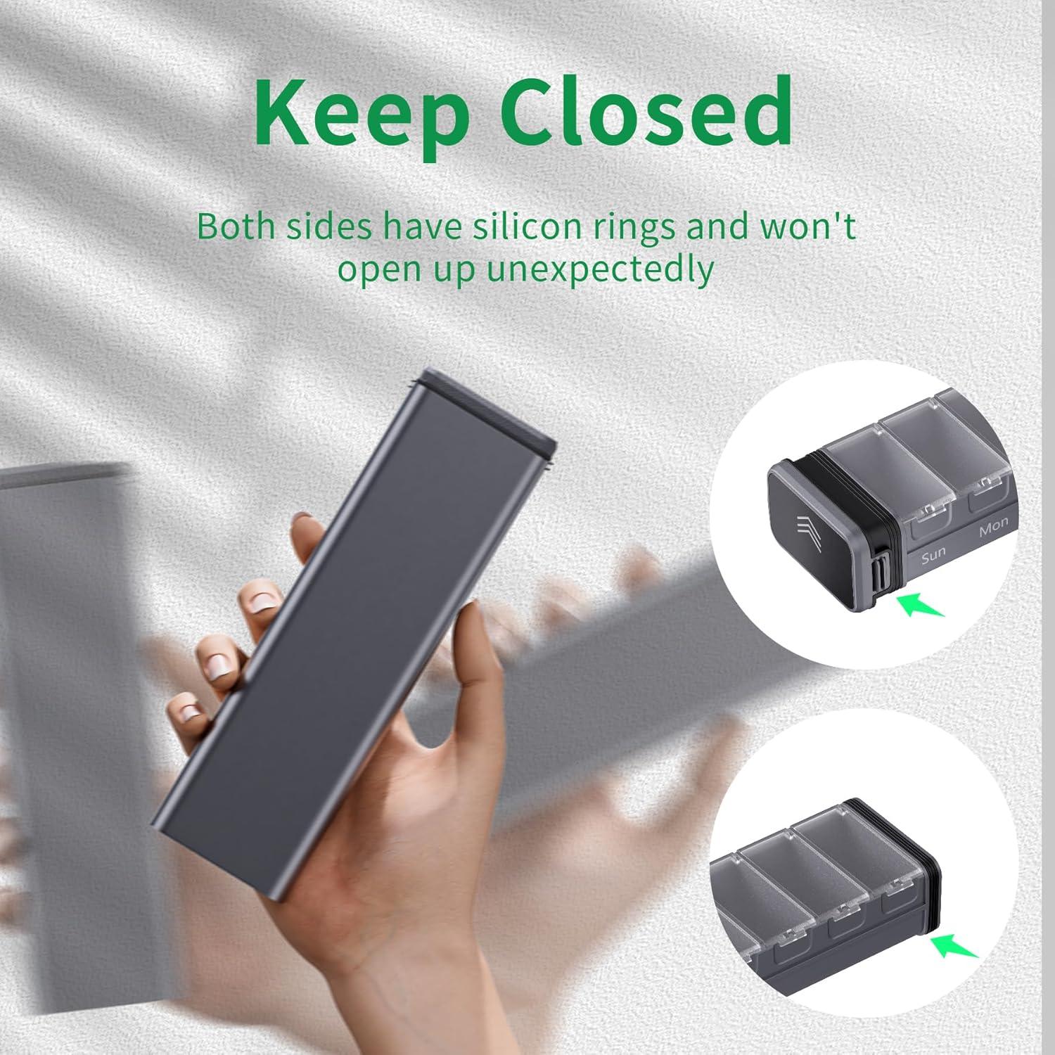 Wochen-Pillendose Aluminium 7 Tage Pillenbox Vitamine Nahrungsergänzungsmittel