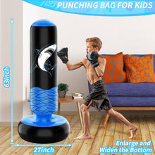 Kinder Boxsack 160 cm mit Boxhandschuhen Hai-Muster für