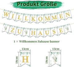 Willkommen Zuhause Baby Deko Set Eukalyptus Grün Girlande Luftballons
