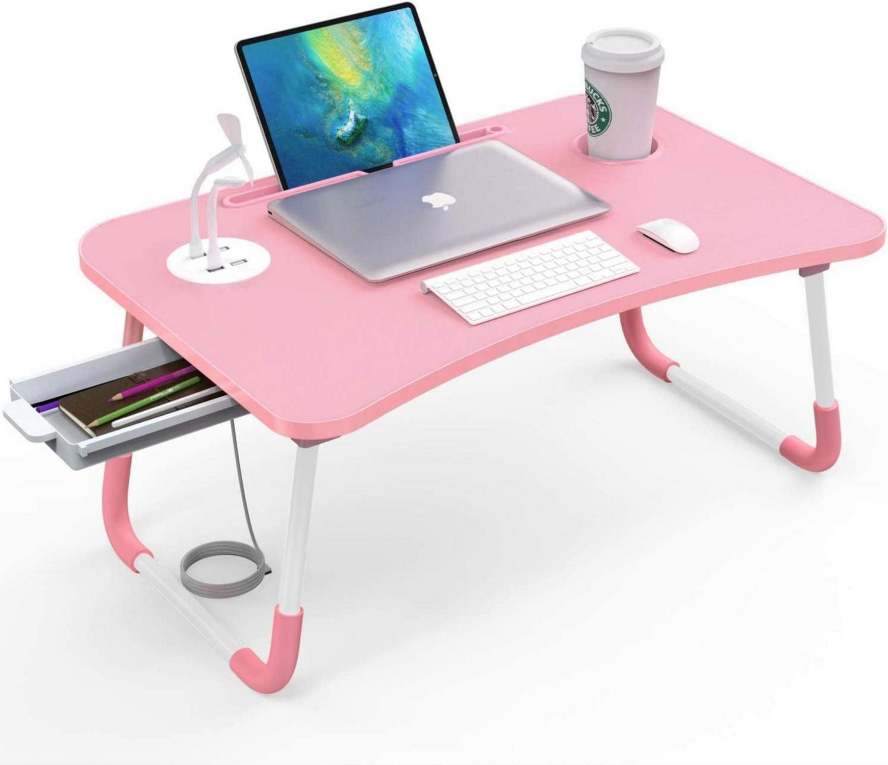 Tragbarer Laptoptisch Faltbarer Notebooktisch mit Tassenschlitz