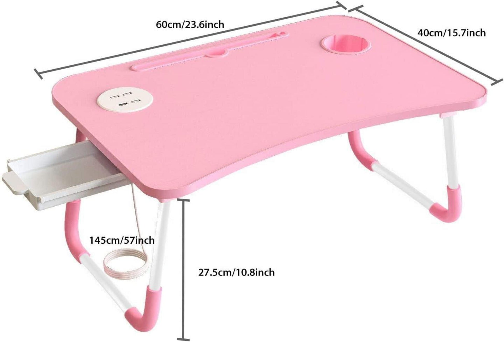 Elekin Laptoptisch Faltbarer Betttisch Multifunktionstisch mit Tassenschlitz Pink