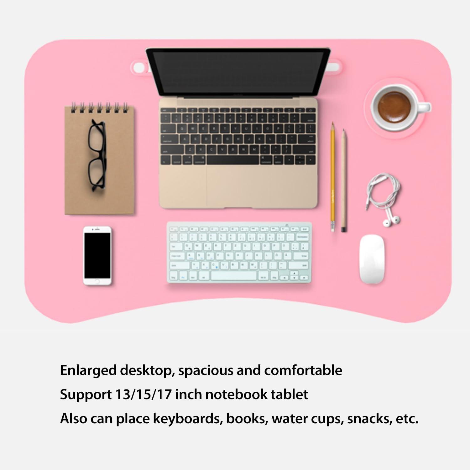 Tragbarer Laptoptisch Faltbarer Notebooktisch Betttisch Pink Tassenschlitz