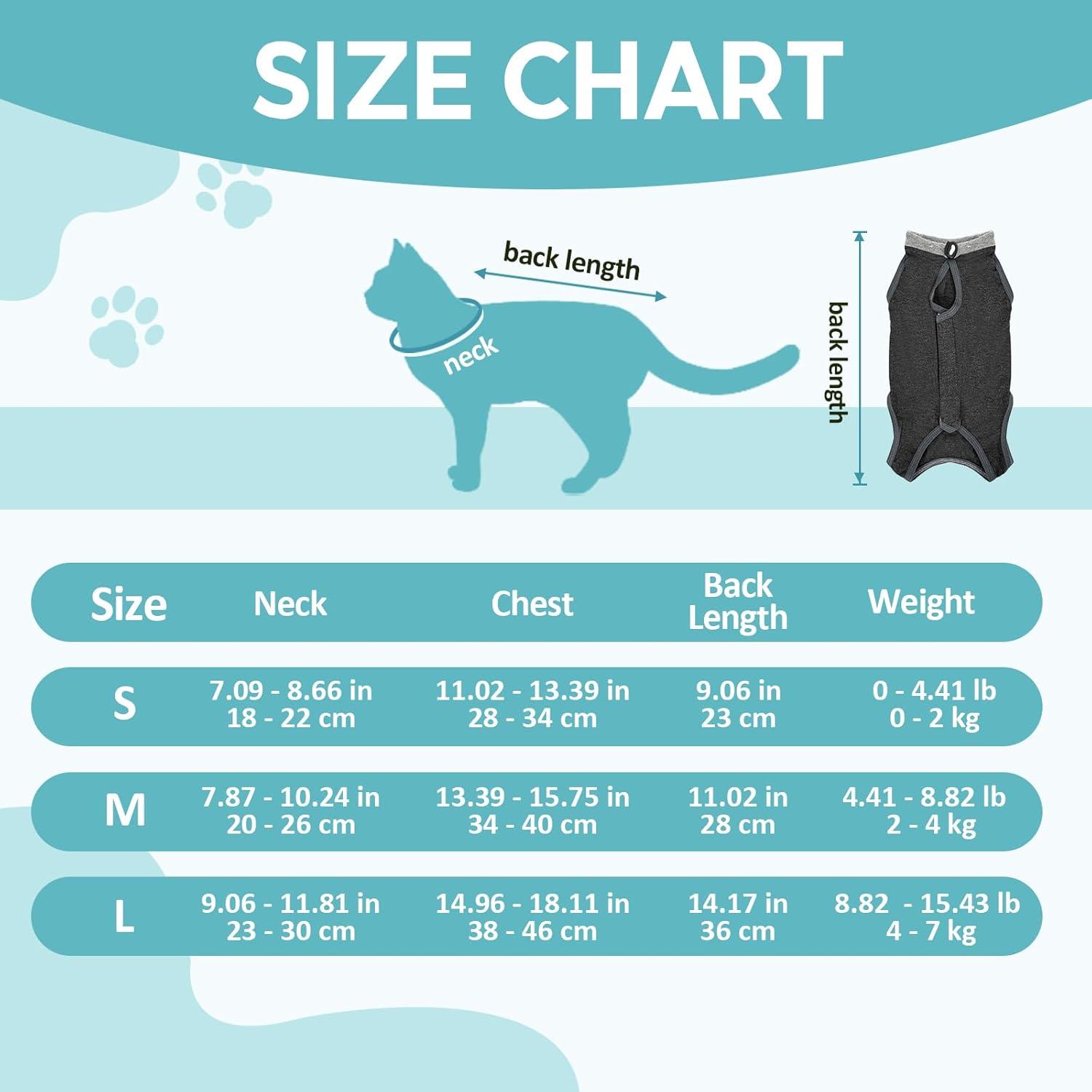 Katzenbody OP Erholungsanzug Modal Recovery Kastration Spay Leckschutz Suit M