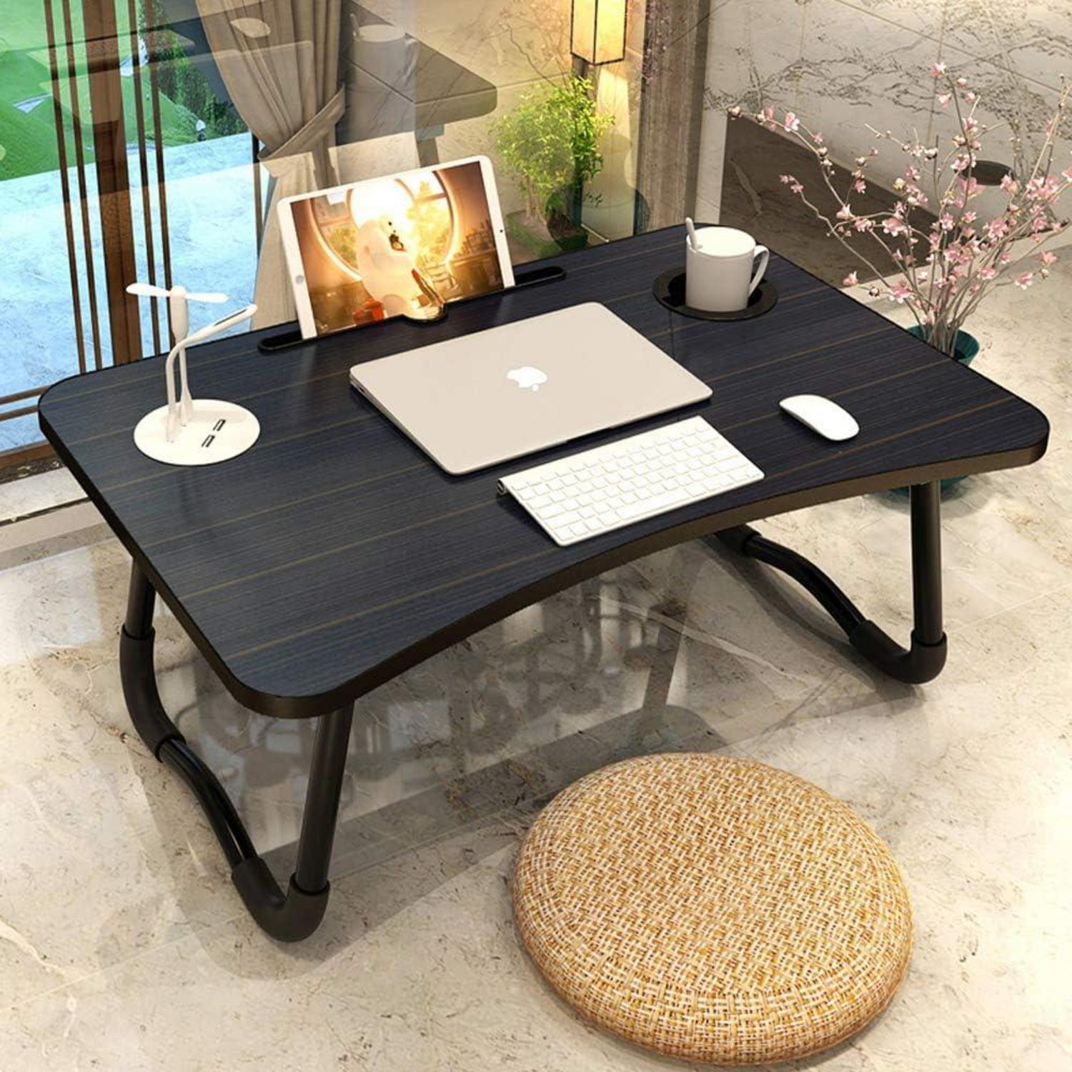 Tragbarer Laptoptisch Faltbarer Notebooktisch mit Tassenschlitz