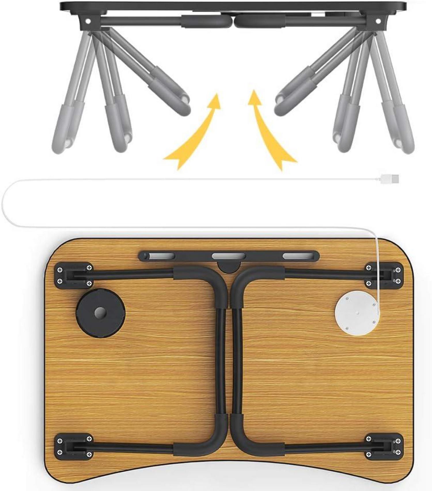 Laptoptisch Notebooktisch Betttisch Lapdesks Tassenschlitz Schwarz