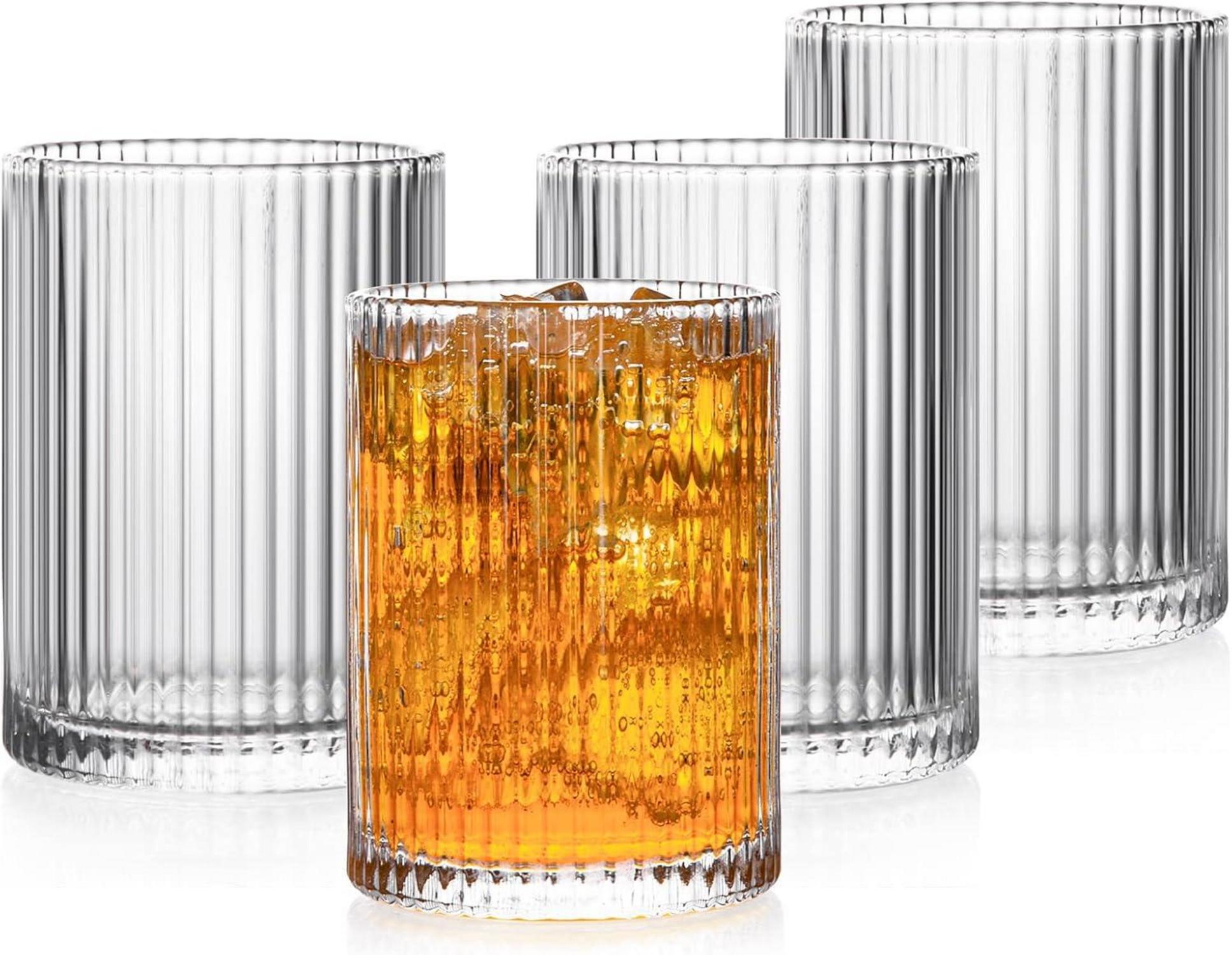 Premium Trinkgläser Set Origami-Stil 4er Pack 280ml Cocktailgläser