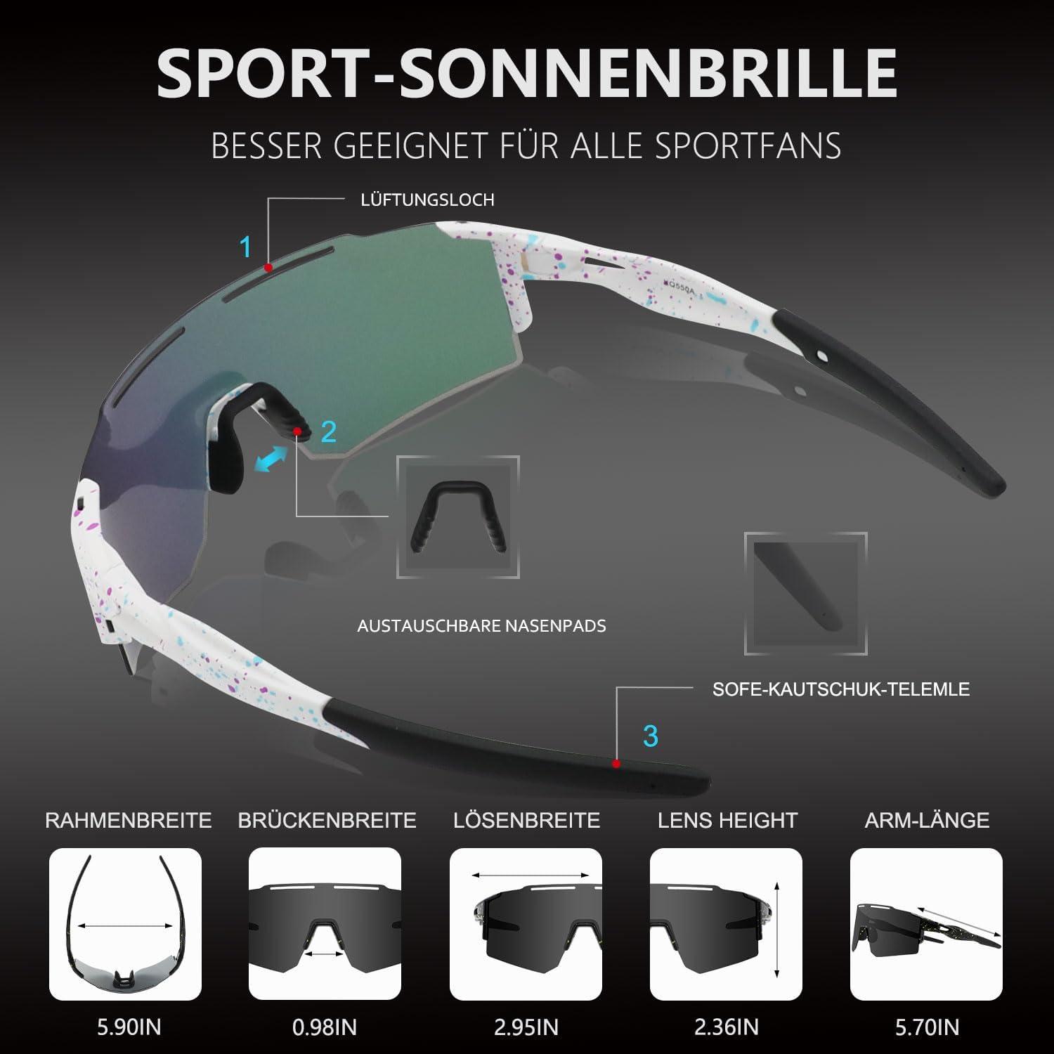 Polarisierte Sport-Sonnenbrille UV400 Wechselgläser Outdoor-Sportarten