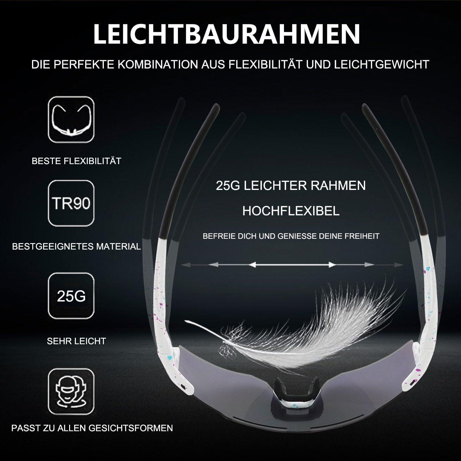OULIQI Polarisierte Sportsonnenbrille UV400 mit Wechselgläsern