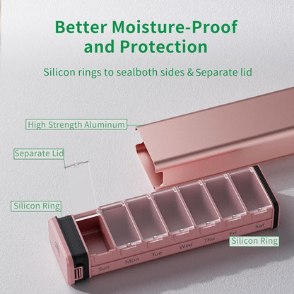 Tablettenbox 7 Tage Aluminium Pillendose Vitamine Rosegold