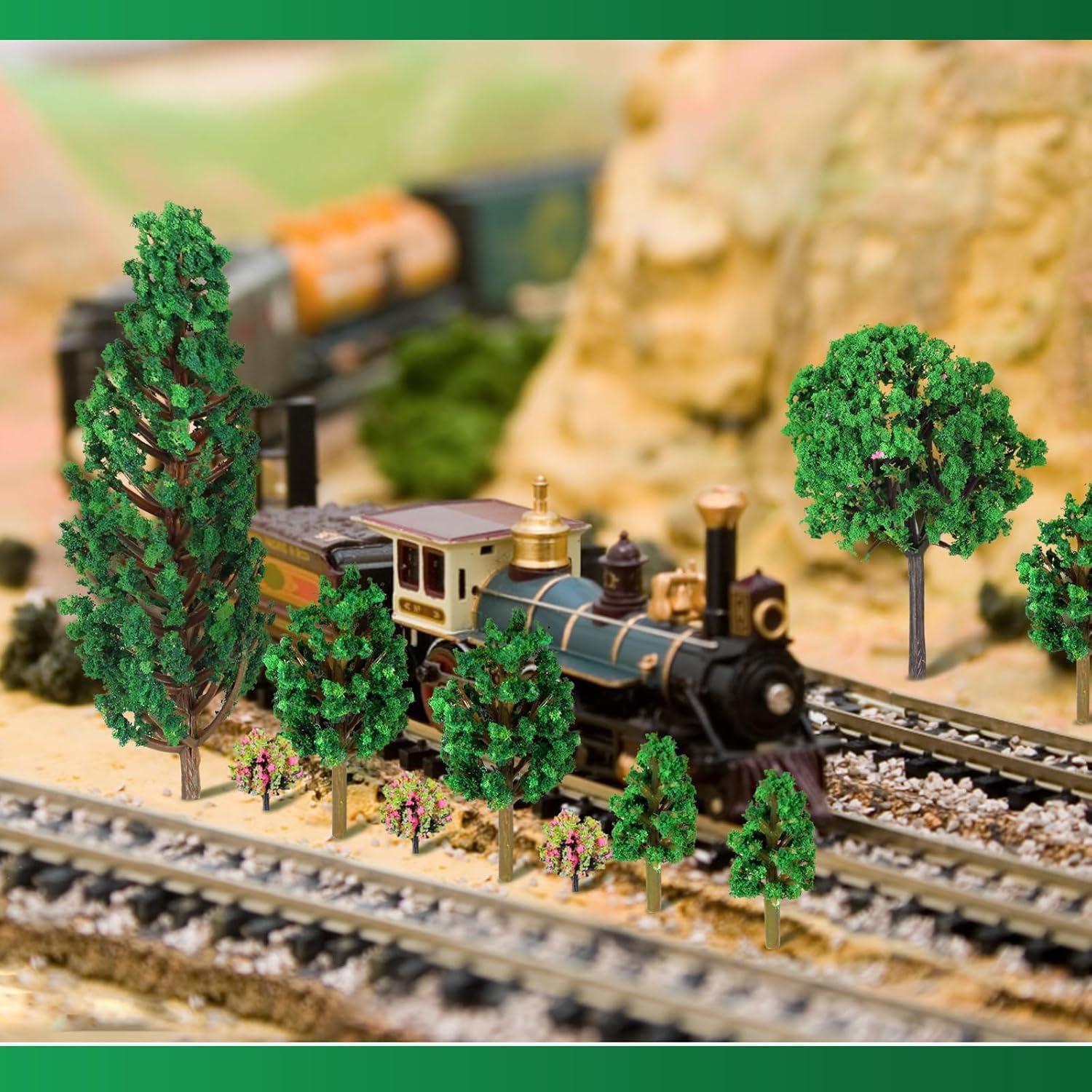 Modellbau Bäume Set 38 Stück Diorama Miniatur Deko Waldtiere 3-13 cm