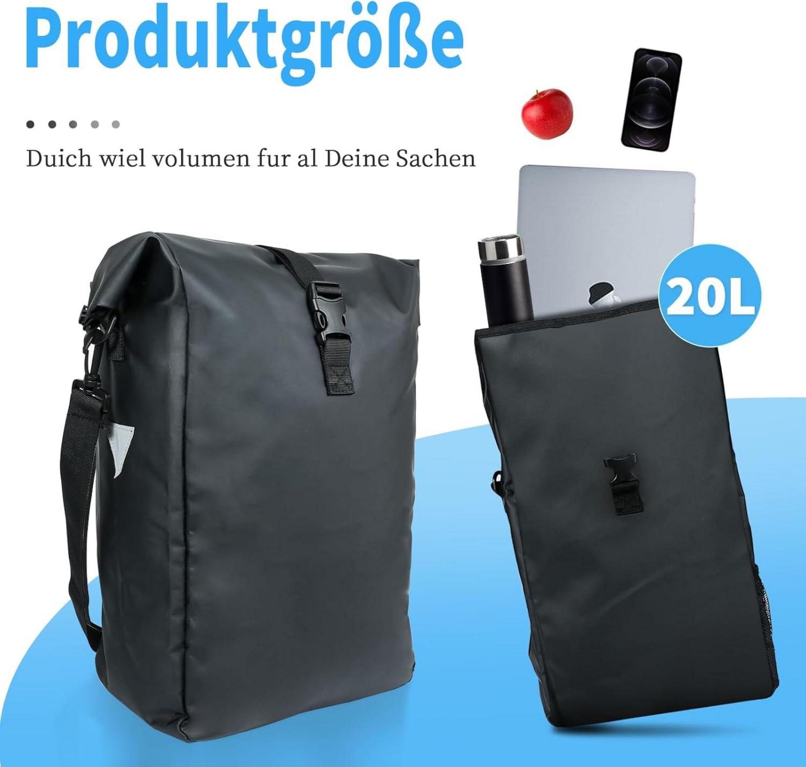 Fahrradtasche wasserdicht 20L - Multifunktionale Rücksitztasche