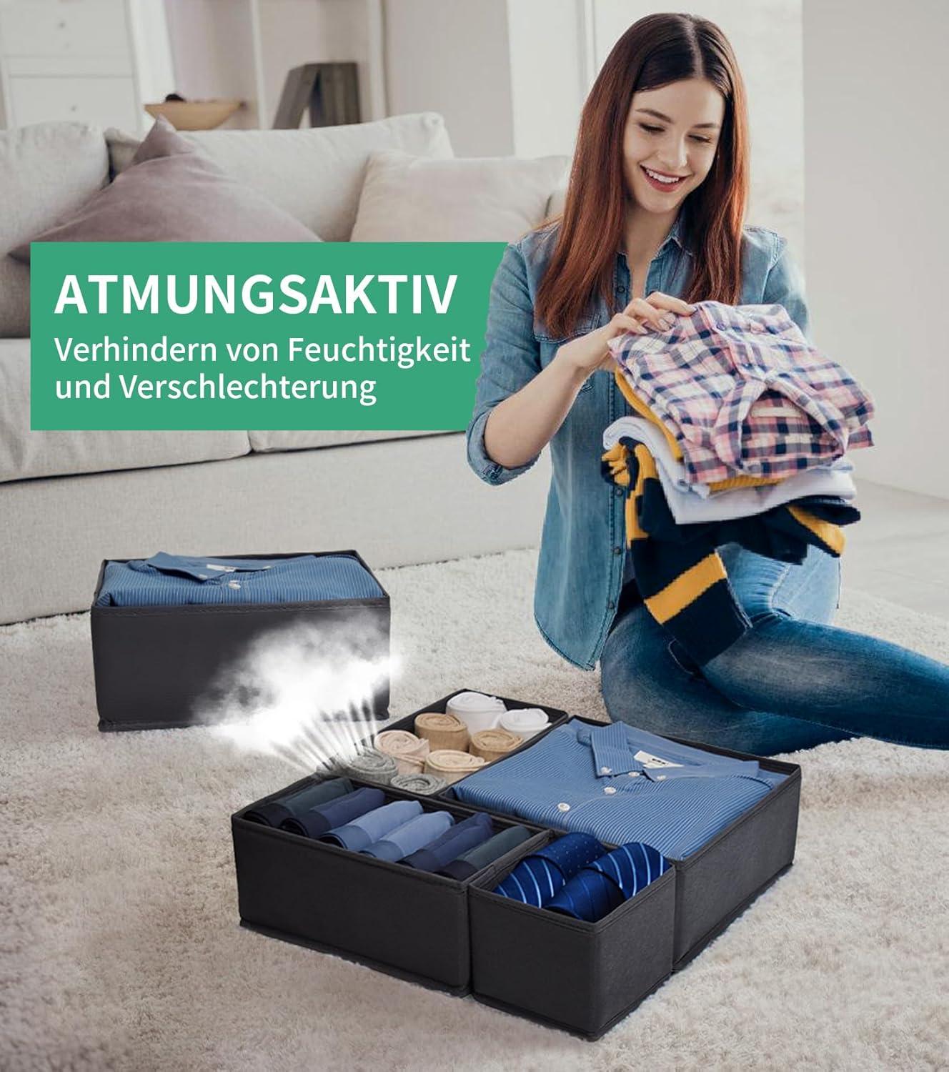 ORLISA 8-teiliges Set Kleiderschrank Organizer Aufbewahrungsboxen Grau Babykleidung