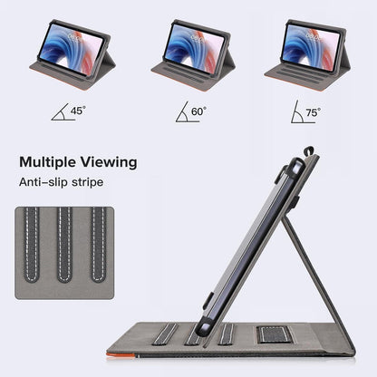 PU Leder Schutzhülle für 10-11 Zoll Tablet Hülle, Multi Viewing Angle, Schwarz