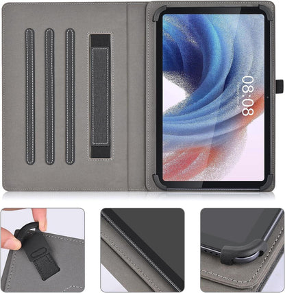 PU Leder Schutzhülle für 10-11 Zoll Tablet Hülle, Multi Viewing Angle, Schwarz