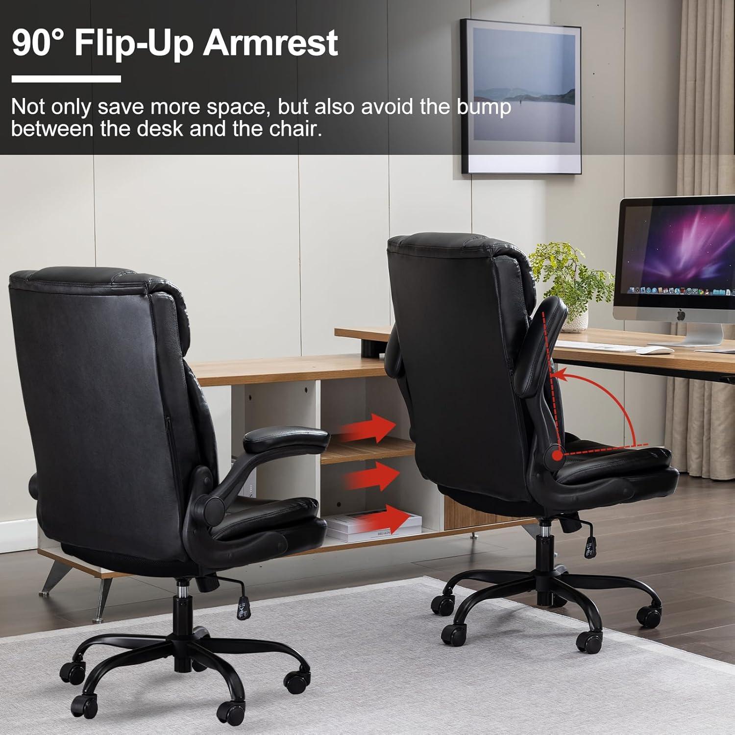 Ergonomischer Bürostuhl PU-Leder Schwarz 150KG