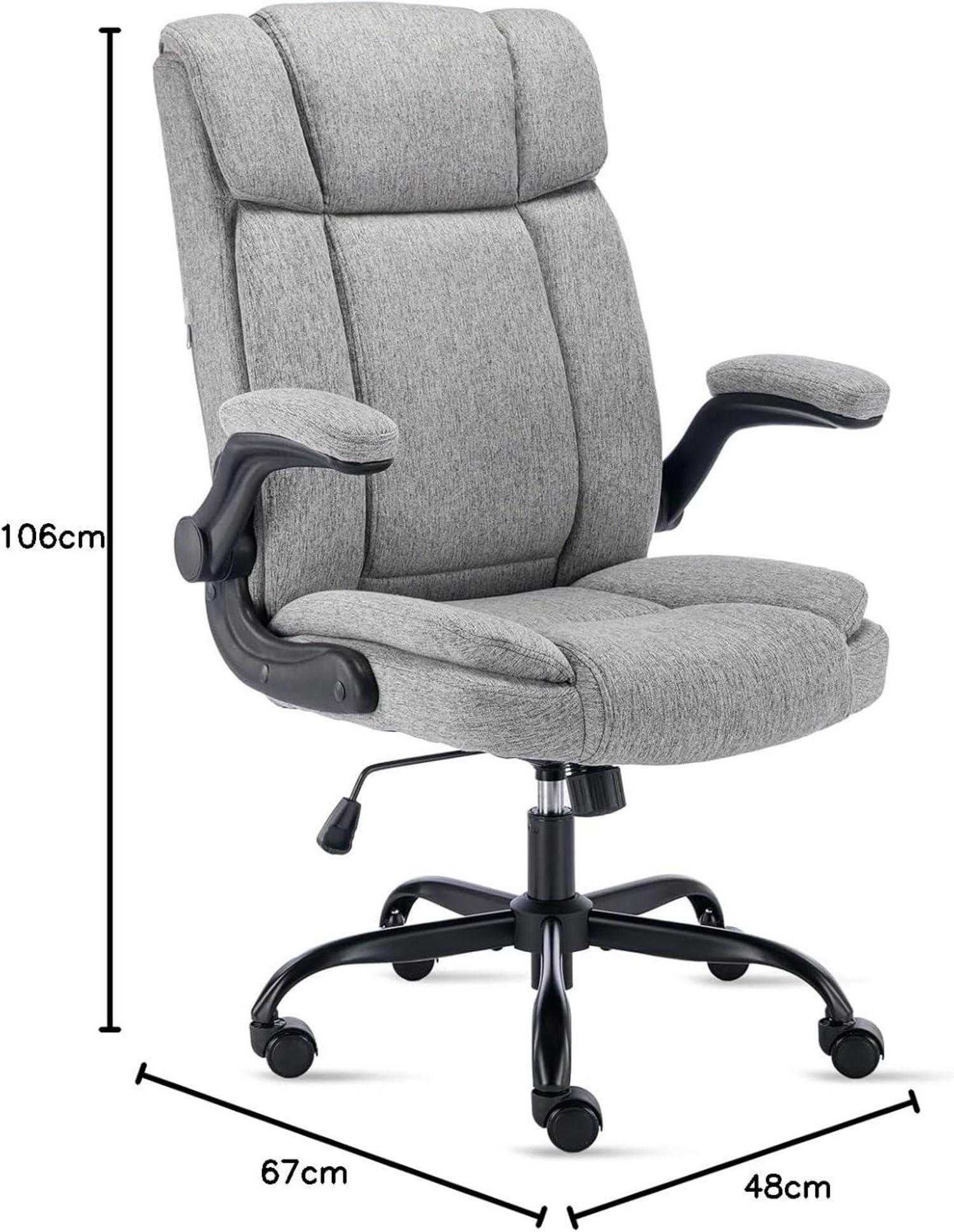 Ergonomischer Bürostuhl 150KG Belastbarkeit Stoff Grau Armlehnen