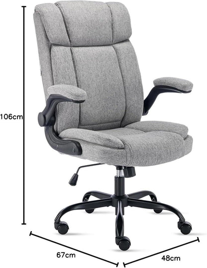 Ergonomischer Bürostuhl 150KG Belastbarkeit Stoff Grau Armlehnen