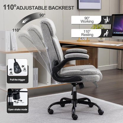 Ergonomischer Bürostuhl 150KG Belastbarkeit Grau mit Schaukelfunktion