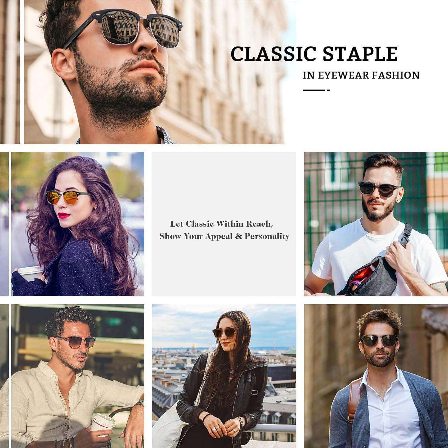 Polarisierte Horngestell Halbrahmen Sonnenbrille UV400