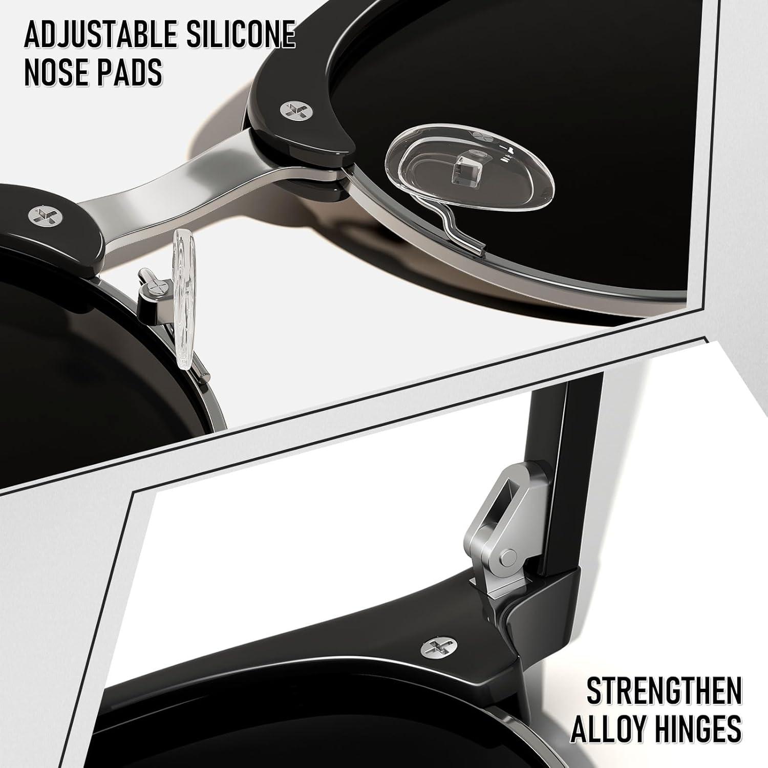 Polarisierte Sonnenbrille Halbrahmen Horn Gestell Herren Damen Retro UV400