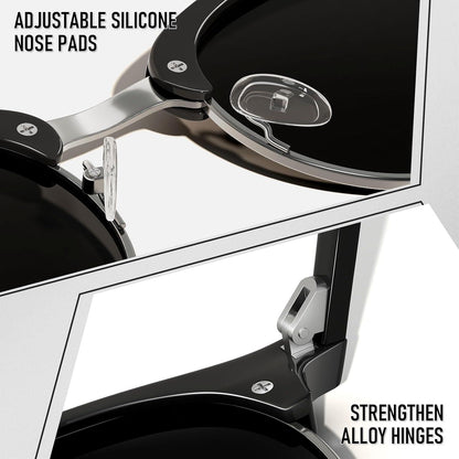 Polarisierte Sonnenbrille Halbrahmen Horn Gestell Herren Damen Retro UV400