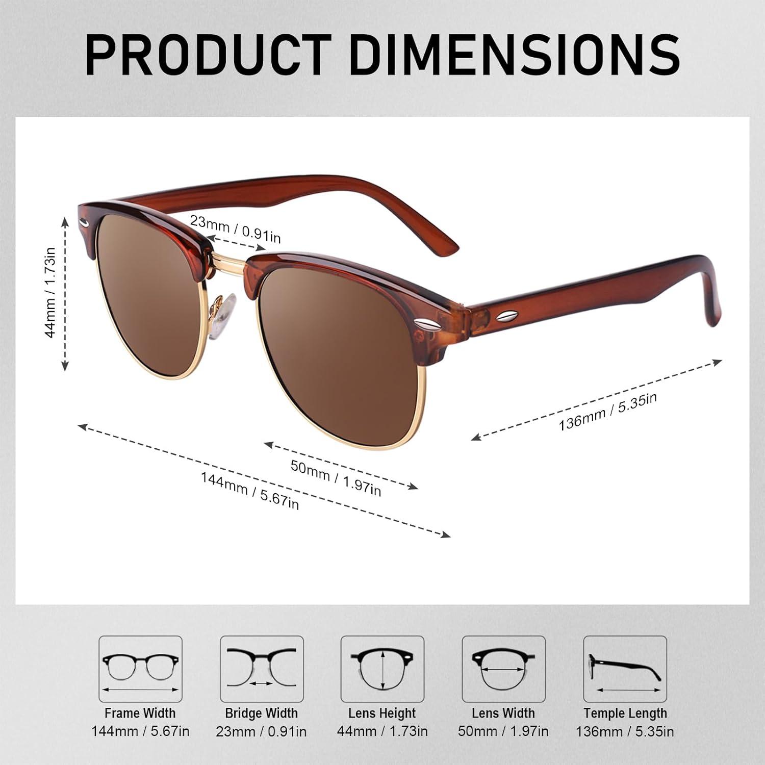 GQUEEN Retro Sonnenbrille Polarisiert Horn Gestell Halbrahmen UV400