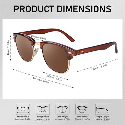 GQUEEN Retro Sonnenbrille Polarisiert Horn Gestell Halbrahmen UV400