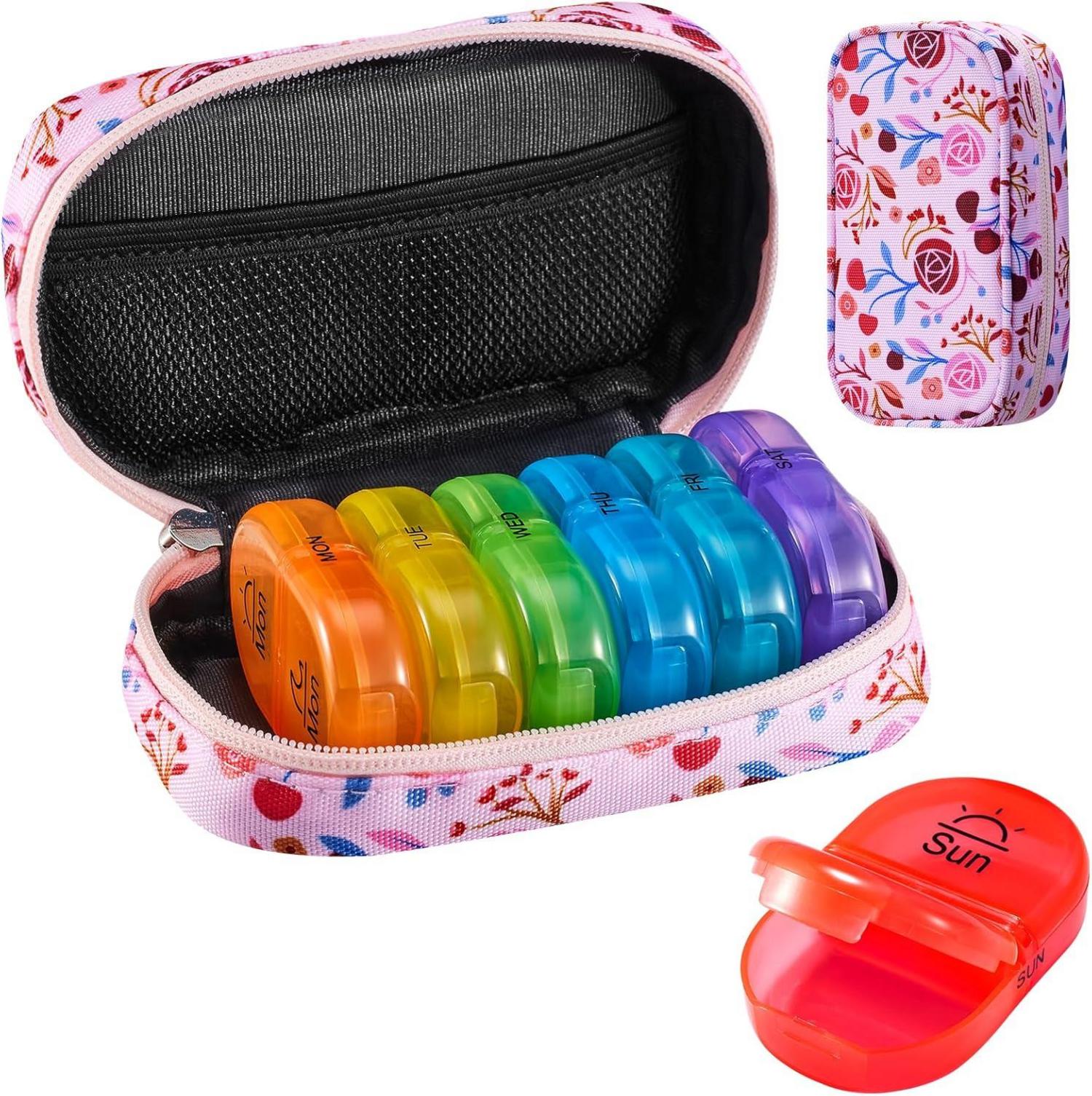 Tablettenbox 7 Tage Medikamentenbox Regenbogen Pillendose Canvas