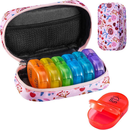 Tablettenbox 7 Tage Medikamentenbox Regenbogen Pillendose Canvas