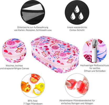 Tablettenbox 7 Tage Medikamentenbox Regenbogen Pillendose Canvas