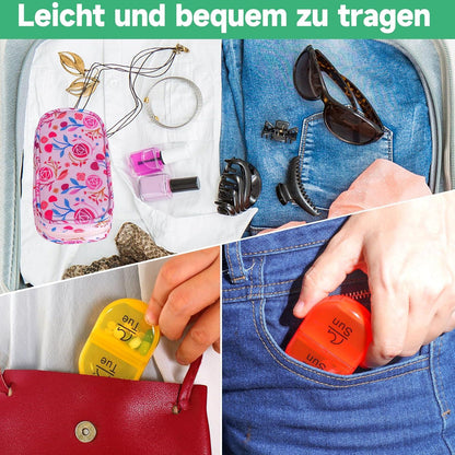 Tablettenbox 7 Tage Pillendose 2 Fächer Regenbogen Canvas Tasche