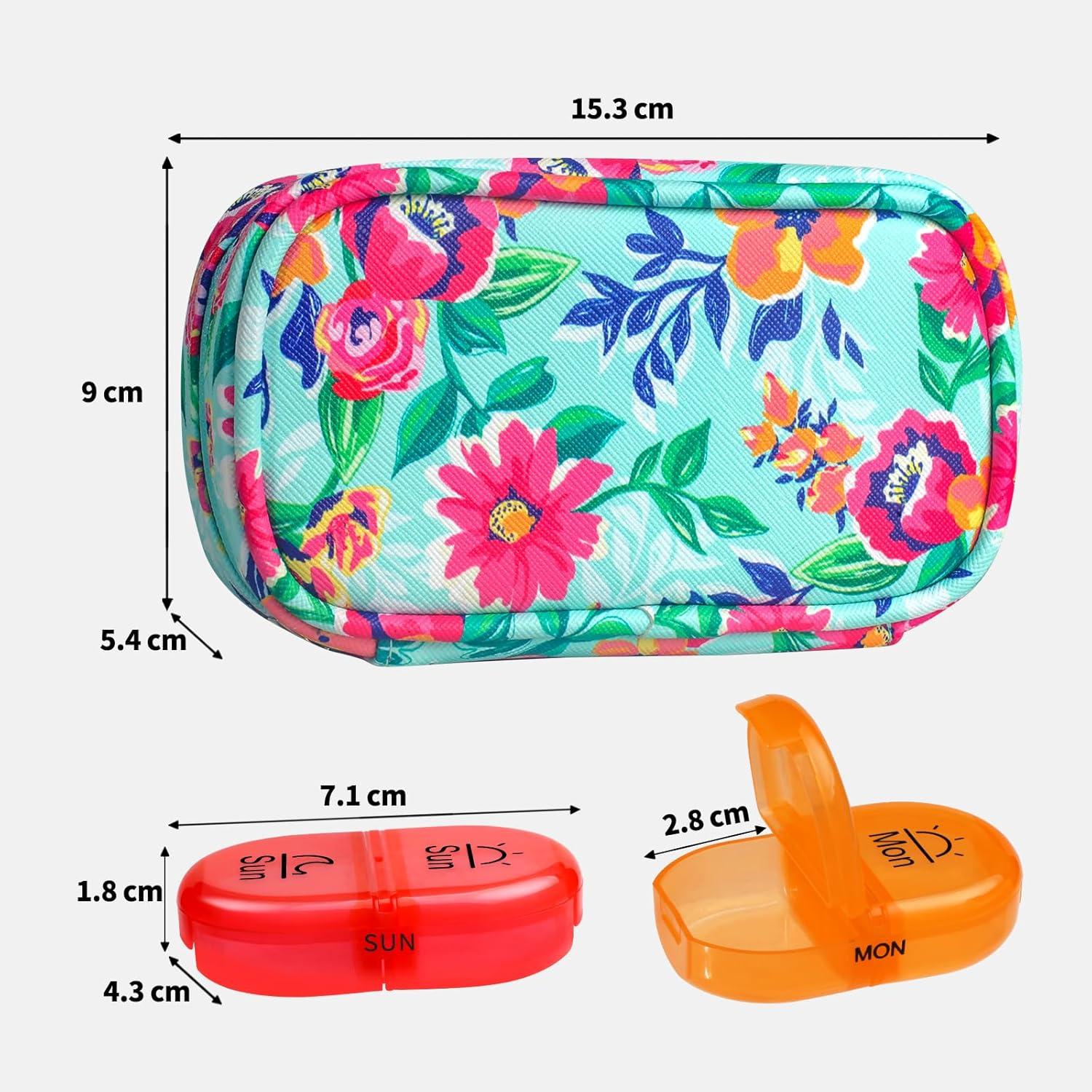 Serfeymi Tablettenbox 7 Tage PU Leder Regenbogen Organizer