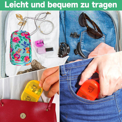 Tablettenbox 7 Tage Medikamentenbox Organizer PU Leder Regenbogen