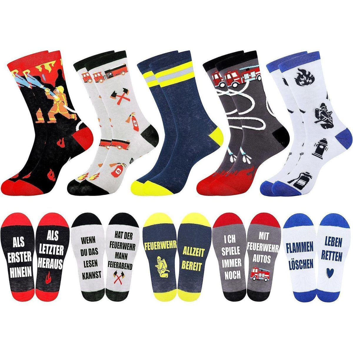 Herrensocken Feuerwehr Motiv 43-46 – 5er Pack Geschenkidee