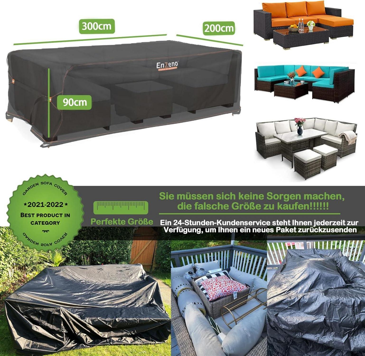 Enzeno Abdeckung Gartenmöbel wasserdichte 300x200x90cm Oxford Loungemöbel Abdeckung Schutzhülle Winterfest